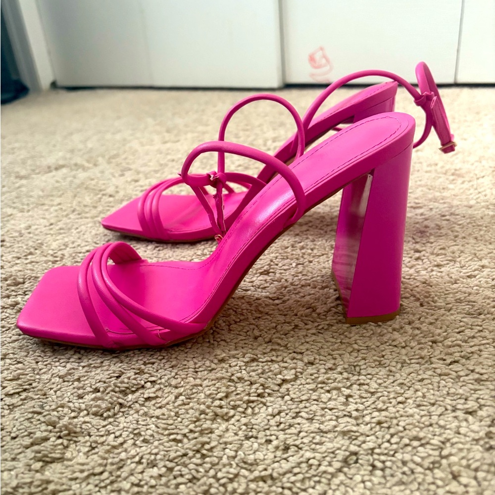 Pink Forever 21 strap up heel size 8